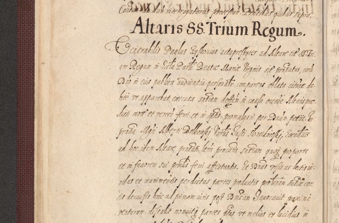 Zdjęcie nr 34 dla obiektu archiwalnego: Acta actorum causarum obligationum institutionum, decretorum, constitutionum, quietonum, resignonum, cessionum, accaeterarum, obseruonum tam iudicialium quam extraiudicialium coram Admondo Reverendo Domino Joanne Zerzynski Canonico, Vicario in Spiritualibus et Officiali generali Cracoviensis Iudice deputati per Illustrissimum ac Reverendissimum Dominum Martinum Szyszkowski Dei et Apostolice Sedis gratia Episcopum Cracoviensis ad Annum Domini Millesimum Sexcentesimum Decimum Septimum Indicatione quindecima Pontificus SS. D. N. D. Pauli Divina providentia Papae V. foeliciter moderni anno ipsus duodecimo continuantur