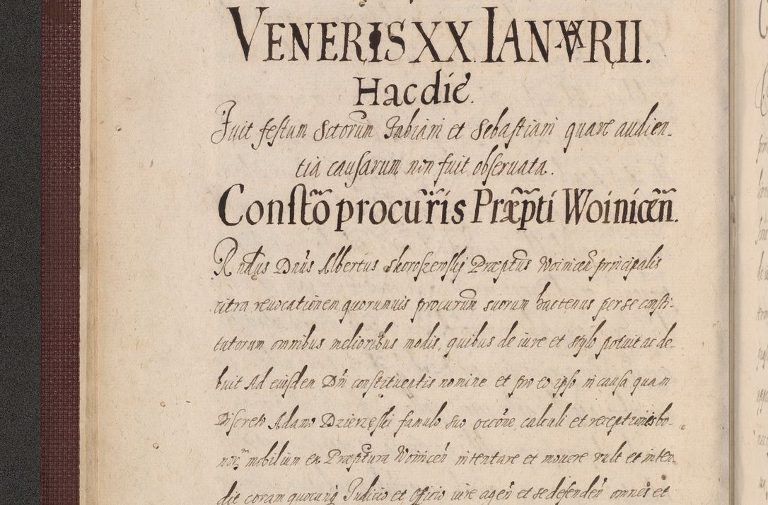 Zdjęcie nr 18 dla obiektu archiwalnego: Acta actorum causarum obligationum institutionum, decretorum, constitutionum, quietonum, resignonum, cessionum, accaeterarum, obseruonum tam iudicialium quam extraiudicialium coram Admondo Reverendo Domino Joanne Zerzynski Canonico, Vicario in Spiritualibus et Officiali generali Cracoviensis Iudice deputati per Illustrissimum ac Reverendissimum Dominum Martinum Szyszkowski Dei et Apostolice Sedis gratia Episcopum Cracoviensis ad Annum Domini Millesimum Sexcentesimum Decimum Septimum Indicatione quindecima Pontificus SS. D. N. D. Pauli Divina providentia Papae V. foeliciter moderni anno ipsus duodecimo continuantur