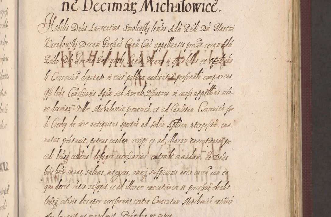 Zdjęcie nr 13 dla obiektu archiwalnego: Acta actorum causarum obligationum institutionum, decretorum, constitutionum, quietonum, resignonum, cessionum, accaeterarum, obseruonum tam iudicialium quam extraiudicialium coram Admondo Reverendo Domino Joanne Zerzynski Canonico, Vicario in Spiritualibus et Officiali generali Cracoviensis Iudice deputati per Illustrissimum ac Reverendissimum Dominum Martinum Szyszkowski Dei et Apostolice Sedis gratia Episcopum Cracoviensis ad Annum Domini Millesimum Sexcentesimum Decimum Septimum Indicatione quindecima Pontificus SS. D. N. D. Pauli Divina providentia Papae V. foeliciter moderni anno ipsus duodecimo continuantur