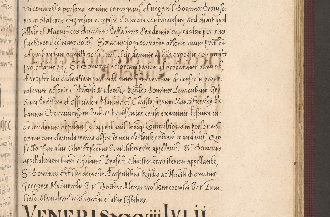 Zdjęcie nr 401 dla obiektu archiwalnego: Acta actorum causarum obligationum institutionum, decretorum, constitutionum, quietonum, resignonum, cessionum, accaeterarum, obseruonum tam iudicialium quam extraiudicialium coram Admondo Reverendo Domino Joanne Zerzynski Canonico, Vicario in Spiritualibus et Officiali generali Cracoviensis Iudice deputati per Illustrissimum ac Reverendissimum Dominum Martinum Szyszkowski Dei et Apostolice Sedis gratia Episcopum Cracoviensis ad Annum Domini Millesimum Sexcentesimum Decimum Septimum Indicatione quindecima Pontificus SS. D. N. D. Pauli Divina providentia Papae V. foeliciter moderni anno ipsus duodecimo continuantur