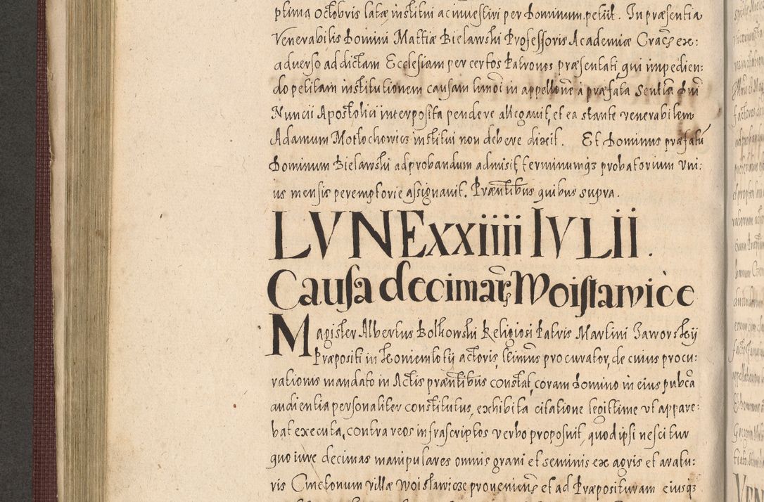 Zdjęcie nr 400 dla obiektu archiwalnego: Acta actorum causarum obligationum institutionum, decretorum, constitutionum, quietonum, resignonum, cessionum, accaeterarum, obseruonum tam iudicialium quam extraiudicialium coram Admondo Reverendo Domino Joanne Zerzynski Canonico, Vicario in Spiritualibus et Officiali generali Cracoviensis Iudice deputati per Illustrissimum ac Reverendissimum Dominum Martinum Szyszkowski Dei et Apostolice Sedis gratia Episcopum Cracoviensis ad Annum Domini Millesimum Sexcentesimum Decimum Septimum Indicatione quindecima Pontificus SS. D. N. D. Pauli Divina providentia Papae V. foeliciter moderni anno ipsus duodecimo continuantur