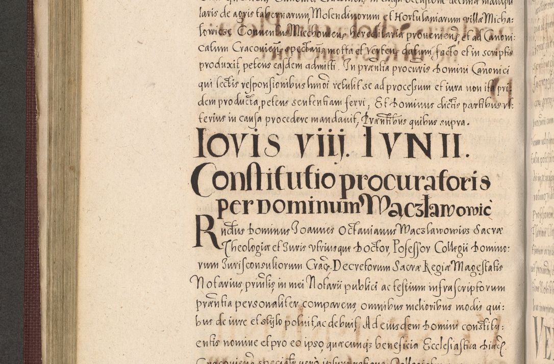 Zdjęcie nr 396 dla obiektu archiwalnego: Acta actorum causarum obligationum institutionum, decretorum, constitutionum, quietonum, resignonum, cessionum, accaeterarum, obseruonum tam iudicialium quam extraiudicialium coram Admondo Reverendo Domino Joanne Zerzynski Canonico, Vicario in Spiritualibus et Officiali generali Cracoviensis Iudice deputati per Illustrissimum ac Reverendissimum Dominum Martinum Szyszkowski Dei et Apostolice Sedis gratia Episcopum Cracoviensis ad Annum Domini Millesimum Sexcentesimum Decimum Septimum Indicatione quindecima Pontificus SS. D. N. D. Pauli Divina providentia Papae V. foeliciter moderni anno ipsus duodecimo continuantur