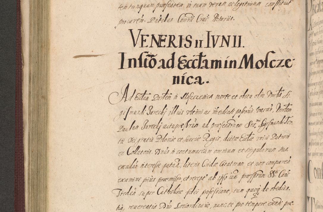 Zdjęcie nr 386 dla obiektu archiwalnego: Acta actorum causarum obligationum institutionum, decretorum, constitutionum, quietonum, resignonum, cessionum, accaeterarum, obseruonum tam iudicialium quam extraiudicialium coram Admondo Reverendo Domino Joanne Zerzynski Canonico, Vicario in Spiritualibus et Officiali generali Cracoviensis Iudice deputati per Illustrissimum ac Reverendissimum Dominum Martinum Szyszkowski Dei et Apostolice Sedis gratia Episcopum Cracoviensis ad Annum Domini Millesimum Sexcentesimum Decimum Septimum Indicatione quindecima Pontificus SS. D. N. D. Pauli Divina providentia Papae V. foeliciter moderni anno ipsus duodecimo continuantur