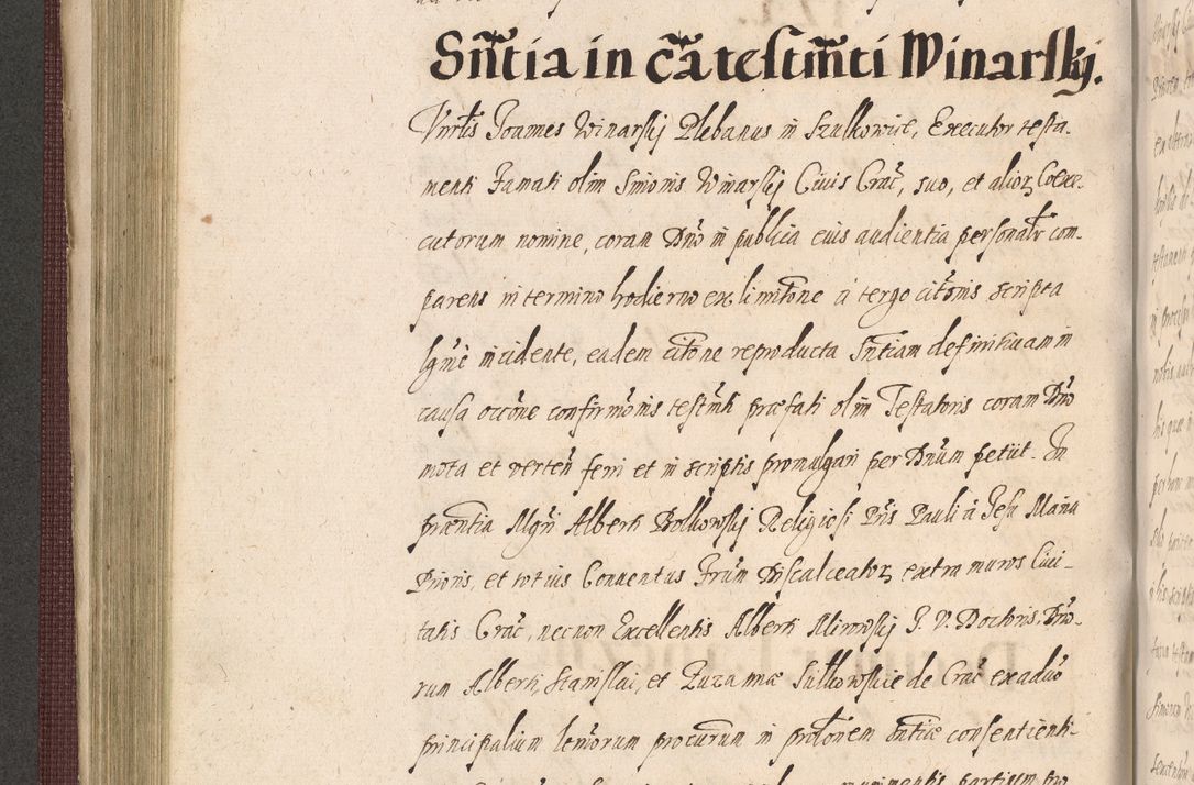 Zdjęcie nr 362 dla obiektu archiwalnego: Acta actorum causarum obligationum institutionum, decretorum, constitutionum, quietonum, resignonum, cessionum, accaeterarum, obseruonum tam iudicialium quam extraiudicialium coram Admondo Reverendo Domino Joanne Zerzynski Canonico, Vicario in Spiritualibus et Officiali generali Cracoviensis Iudice deputati per Illustrissimum ac Reverendissimum Dominum Martinum Szyszkowski Dei et Apostolice Sedis gratia Episcopum Cracoviensis ad Annum Domini Millesimum Sexcentesimum Decimum Septimum Indicatione quindecima Pontificus SS. D. N. D. Pauli Divina providentia Papae V. foeliciter moderni anno ipsus duodecimo continuantur