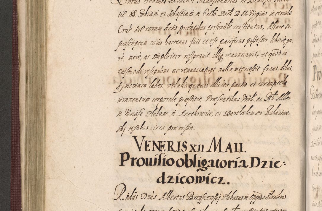 Zdjęcie nr 352 dla obiektu archiwalnego: Acta actorum causarum obligationum institutionum, decretorum, constitutionum, quietonum, resignonum, cessionum, accaeterarum, obseruonum tam iudicialium quam extraiudicialium coram Admondo Reverendo Domino Joanne Zerzynski Canonico, Vicario in Spiritualibus et Officiali generali Cracoviensis Iudice deputati per Illustrissimum ac Reverendissimum Dominum Martinum Szyszkowski Dei et Apostolice Sedis gratia Episcopum Cracoviensis ad Annum Domini Millesimum Sexcentesimum Decimum Septimum Indicatione quindecima Pontificus SS. D. N. D. Pauli Divina providentia Papae V. foeliciter moderni anno ipsus duodecimo continuantur