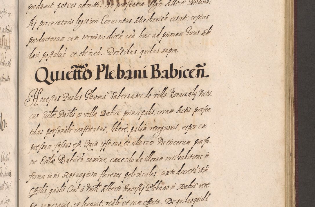 Zdjęcie nr 349 dla obiektu archiwalnego: Acta actorum causarum obligationum institutionum, decretorum, constitutionum, quietonum, resignonum, cessionum, accaeterarum, obseruonum tam iudicialium quam extraiudicialium coram Admondo Reverendo Domino Joanne Zerzynski Canonico, Vicario in Spiritualibus et Officiali generali Cracoviensis Iudice deputati per Illustrissimum ac Reverendissimum Dominum Martinum Szyszkowski Dei et Apostolice Sedis gratia Episcopum Cracoviensis ad Annum Domini Millesimum Sexcentesimum Decimum Septimum Indicatione quindecima Pontificus SS. D. N. D. Pauli Divina providentia Papae V. foeliciter moderni anno ipsus duodecimo continuantur
