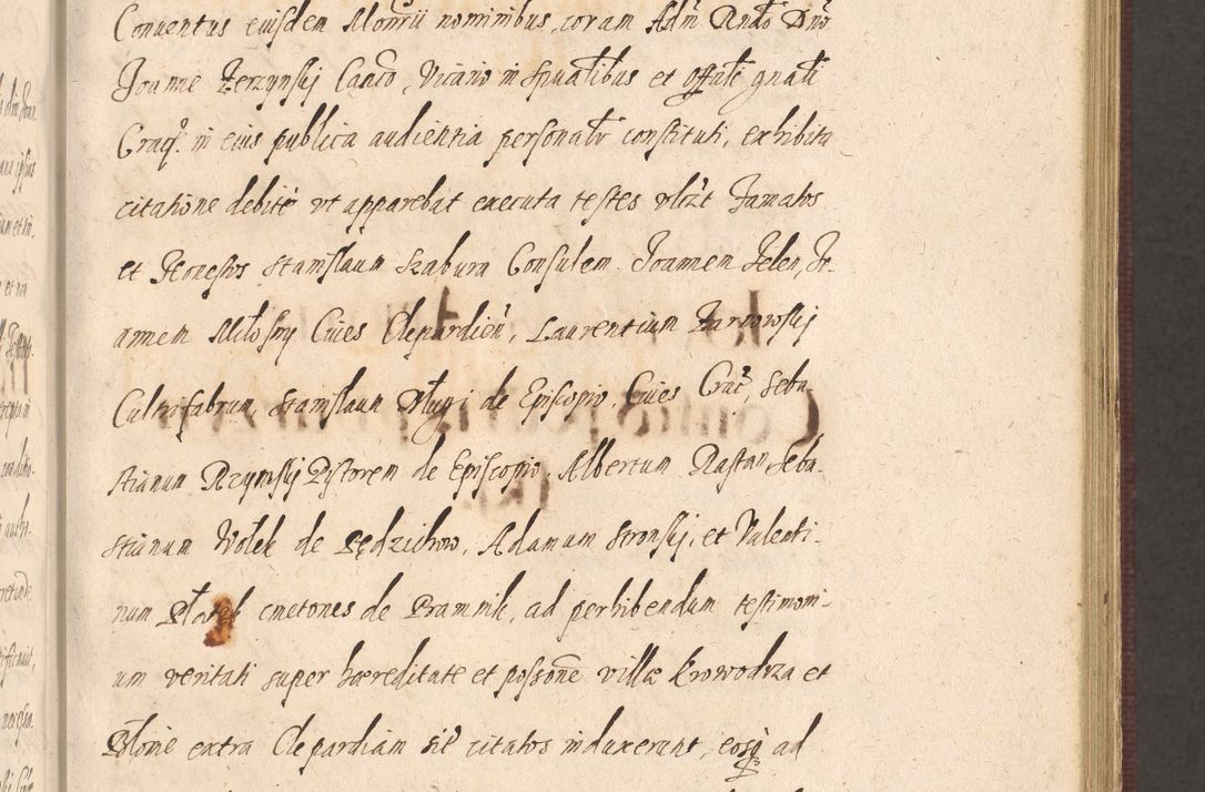 Zdjęcie nr 335 dla obiektu archiwalnego: Acta actorum causarum obligationum institutionum, decretorum, constitutionum, quietonum, resignonum, cessionum, accaeterarum, obseruonum tam iudicialium quam extraiudicialium coram Admondo Reverendo Domino Joanne Zerzynski Canonico, Vicario in Spiritualibus et Officiali generali Cracoviensis Iudice deputati per Illustrissimum ac Reverendissimum Dominum Martinum Szyszkowski Dei et Apostolice Sedis gratia Episcopum Cracoviensis ad Annum Domini Millesimum Sexcentesimum Decimum Septimum Indicatione quindecima Pontificus SS. D. N. D. Pauli Divina providentia Papae V. foeliciter moderni anno ipsus duodecimo continuantur