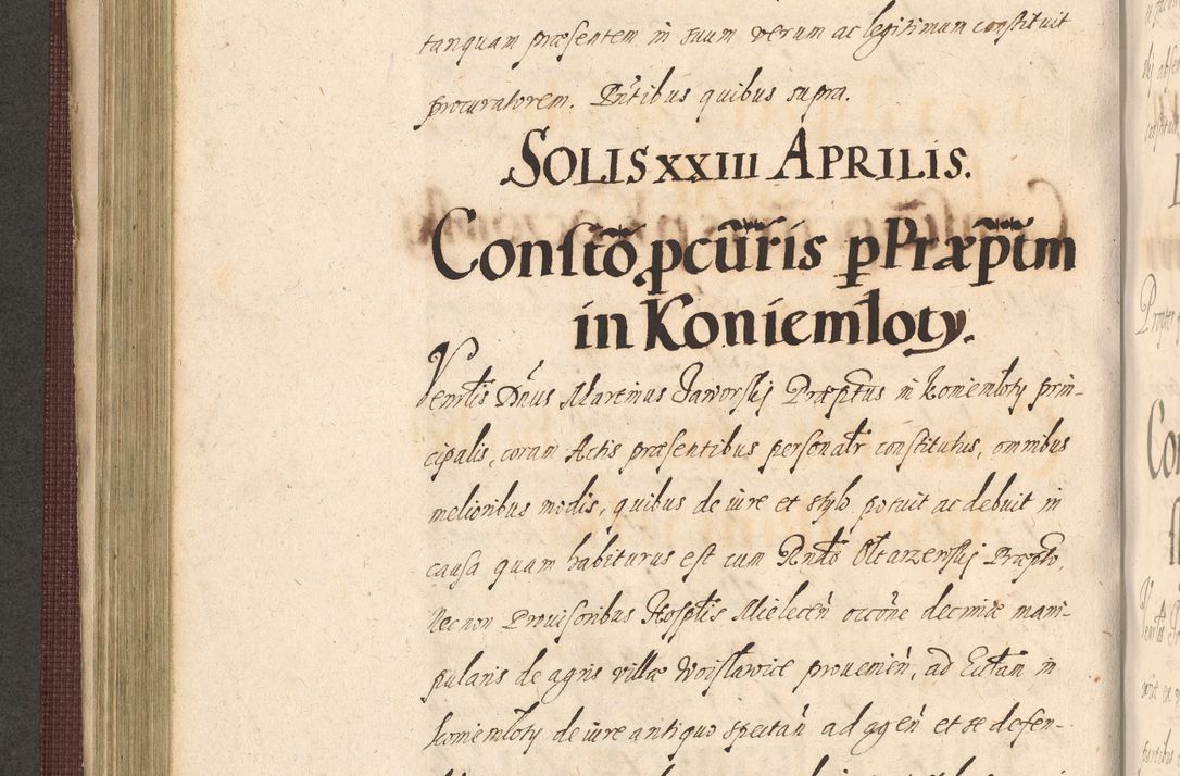Zdjęcie nr 324 dla obiektu archiwalnego: Acta actorum causarum obligationum institutionum, decretorum, constitutionum, quietonum, resignonum, cessionum, accaeterarum, obseruonum tam iudicialium quam extraiudicialium coram Admondo Reverendo Domino Joanne Zerzynski Canonico, Vicario in Spiritualibus et Officiali generali Cracoviensis Iudice deputati per Illustrissimum ac Reverendissimum Dominum Martinum Szyszkowski Dei et Apostolice Sedis gratia Episcopum Cracoviensis ad Annum Domini Millesimum Sexcentesimum Decimum Septimum Indicatione quindecima Pontificus SS. D. N. D. Pauli Divina providentia Papae V. foeliciter moderni anno ipsus duodecimo continuantur