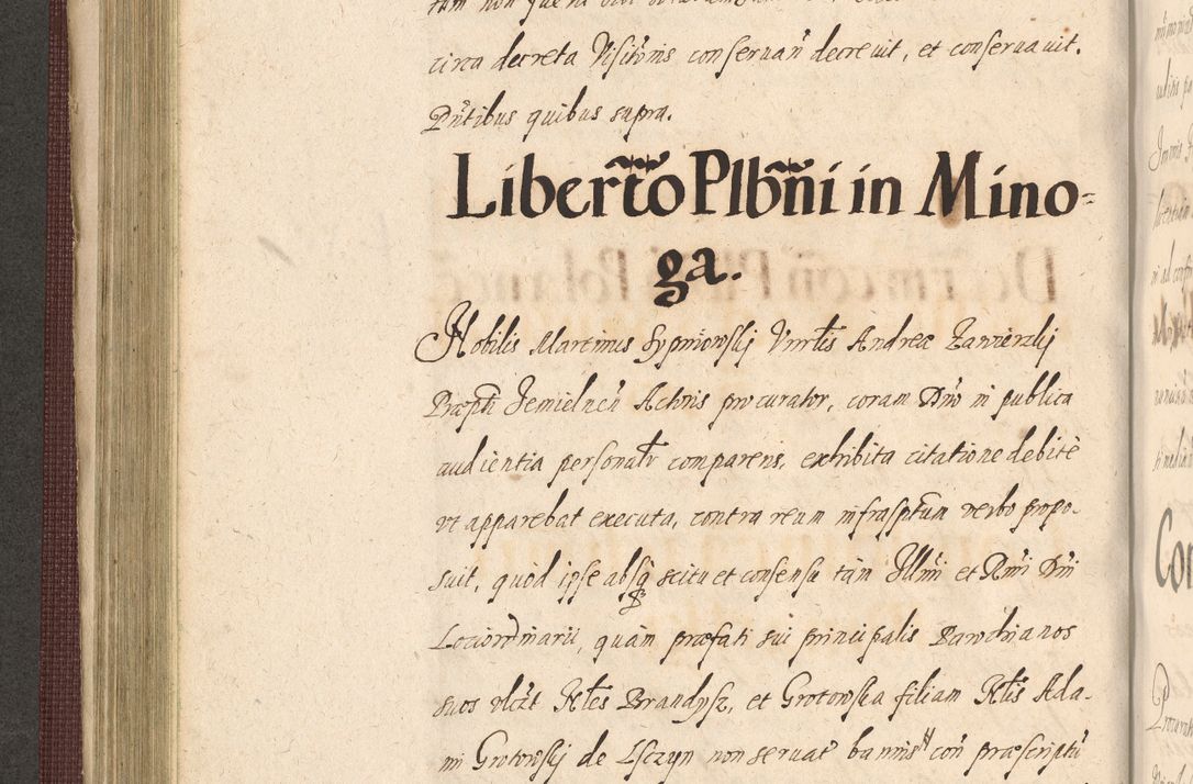 Zdjęcie nr 316 dla obiektu archiwalnego: Acta actorum causarum obligationum institutionum, decretorum, constitutionum, quietonum, resignonum, cessionum, accaeterarum, obseruonum tam iudicialium quam extraiudicialium coram Admondo Reverendo Domino Joanne Zerzynski Canonico, Vicario in Spiritualibus et Officiali generali Cracoviensis Iudice deputati per Illustrissimum ac Reverendissimum Dominum Martinum Szyszkowski Dei et Apostolice Sedis gratia Episcopum Cracoviensis ad Annum Domini Millesimum Sexcentesimum Decimum Septimum Indicatione quindecima Pontificus SS. D. N. D. Pauli Divina providentia Papae V. foeliciter moderni anno ipsus duodecimo continuantur