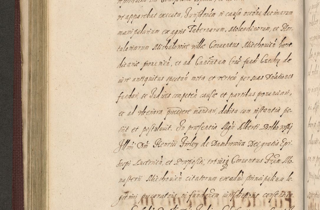 Zdjęcie nr 300 dla obiektu archiwalnego: Acta actorum causarum obligationum institutionum, decretorum, constitutionum, quietonum, resignonum, cessionum, accaeterarum, obseruonum tam iudicialium quam extraiudicialium coram Admondo Reverendo Domino Joanne Zerzynski Canonico, Vicario in Spiritualibus et Officiali generali Cracoviensis Iudice deputati per Illustrissimum ac Reverendissimum Dominum Martinum Szyszkowski Dei et Apostolice Sedis gratia Episcopum Cracoviensis ad Annum Domini Millesimum Sexcentesimum Decimum Septimum Indicatione quindecima Pontificus SS. D. N. D. Pauli Divina providentia Papae V. foeliciter moderni anno ipsus duodecimo continuantur