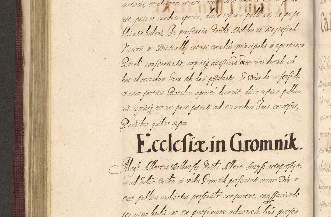 Zdjęcie nr 292 dla obiektu archiwalnego: Acta actorum causarum obligationum institutionum, decretorum, constitutionum, quietonum, resignonum, cessionum, accaeterarum, obseruonum tam iudicialium quam extraiudicialium coram Admondo Reverendo Domino Joanne Zerzynski Canonico, Vicario in Spiritualibus et Officiali generali Cracoviensis Iudice deputati per Illustrissimum ac Reverendissimum Dominum Martinum Szyszkowski Dei et Apostolice Sedis gratia Episcopum Cracoviensis ad Annum Domini Millesimum Sexcentesimum Decimum Septimum Indicatione quindecima Pontificus SS. D. N. D. Pauli Divina providentia Papae V. foeliciter moderni anno ipsus duodecimo continuantur