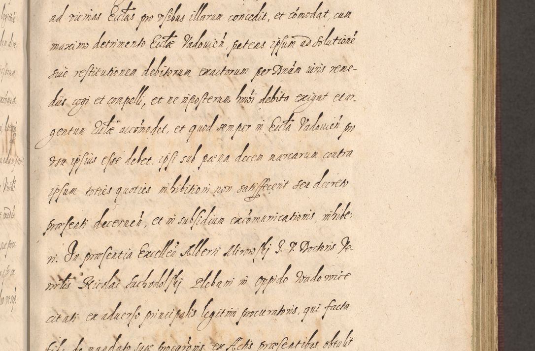 Zdjęcie nr 261 dla obiektu archiwalnego: Acta actorum causarum obligationum institutionum, decretorum, constitutionum, quietonum, resignonum, cessionum, accaeterarum, obseruonum tam iudicialium quam extraiudicialium coram Admondo Reverendo Domino Joanne Zerzynski Canonico, Vicario in Spiritualibus et Officiali generali Cracoviensis Iudice deputati per Illustrissimum ac Reverendissimum Dominum Martinum Szyszkowski Dei et Apostolice Sedis gratia Episcopum Cracoviensis ad Annum Domini Millesimum Sexcentesimum Decimum Septimum Indicatione quindecima Pontificus SS. D. N. D. Pauli Divina providentia Papae V. foeliciter moderni anno ipsus duodecimo continuantur