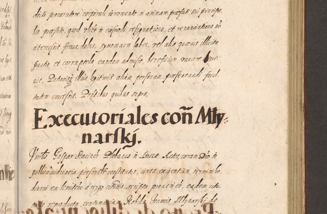 Zdjęcie nr 215 dla obiektu archiwalnego: Acta actorum causarum obligationum institutionum, decretorum, constitutionum, quietonum, resignonum, cessionum, accaeterarum, obseruonum tam iudicialium quam extraiudicialium coram Admondo Reverendo Domino Joanne Zerzynski Canonico, Vicario in Spiritualibus et Officiali generali Cracoviensis Iudice deputati per Illustrissimum ac Reverendissimum Dominum Martinum Szyszkowski Dei et Apostolice Sedis gratia Episcopum Cracoviensis ad Annum Domini Millesimum Sexcentesimum Decimum Septimum Indicatione quindecima Pontificus SS. D. N. D. Pauli Divina providentia Papae V. foeliciter moderni anno ipsus duodecimo continuantur
