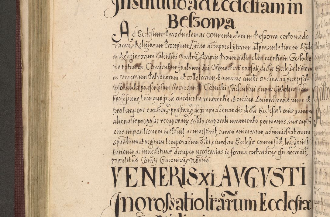 Zdjęcie nr 410 dla obiektu archiwalnego: Acta actorum causarum obligationum institutionum, decretorum, constitutionum, quietonum, resignonum, cessionum, accaeterarum, obseruonum tam iudicialium quam extraiudicialium coram Admondo Reverendo Domino Joanne Zerzynski Canonico, Vicario in Spiritualibus et Officiali generali Cracoviensis Iudice deputati per Illustrissimum ac Reverendissimum Dominum Martinum Szyszkowski Dei et Apostolice Sedis gratia Episcopum Cracoviensis ad Annum Domini Millesimum Sexcentesimum Decimum Septimum Indicatione quindecima Pontificus SS. D. N. D. Pauli Divina providentia Papae V. foeliciter moderni anno ipsus duodecimo continuantur