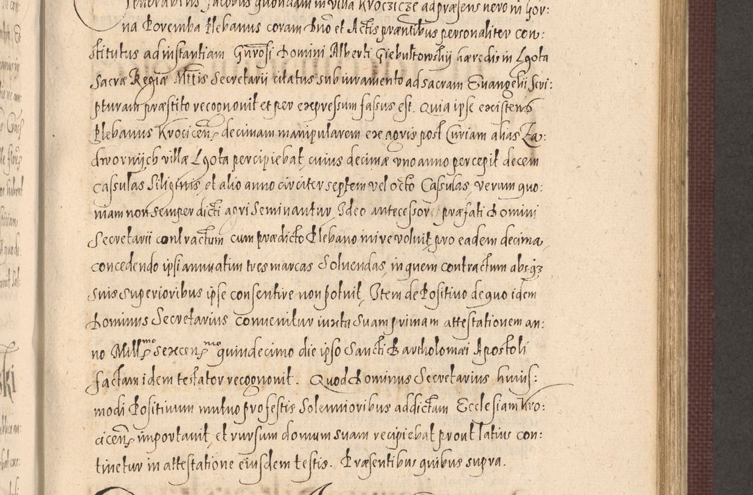Zdjęcie nr 603 dla obiektu archiwalnego: Acta actorum causarum obligationum institutionum, decretorum, constitutionum, quietonum, resignonum, cessionum, accaeterarum, obseruonum tam iudicialium quam extraiudicialium coram Admondo Reverendo Domino Joanne Zerzynski Canonico, Vicario in Spiritualibus et Officiali generali Cracoviensis Iudice deputati per Illustrissimum ac Reverendissimum Dominum Martinum Szyszkowski Dei et Apostolice Sedis gratia Episcopum Cracoviensis ad Annum Domini Millesimum Sexcentesimum Decimum Septimum Indicatione quindecima Pontificus SS. D. N. D. Pauli Divina providentia Papae V. foeliciter moderni anno ipsus duodecimo continuantur