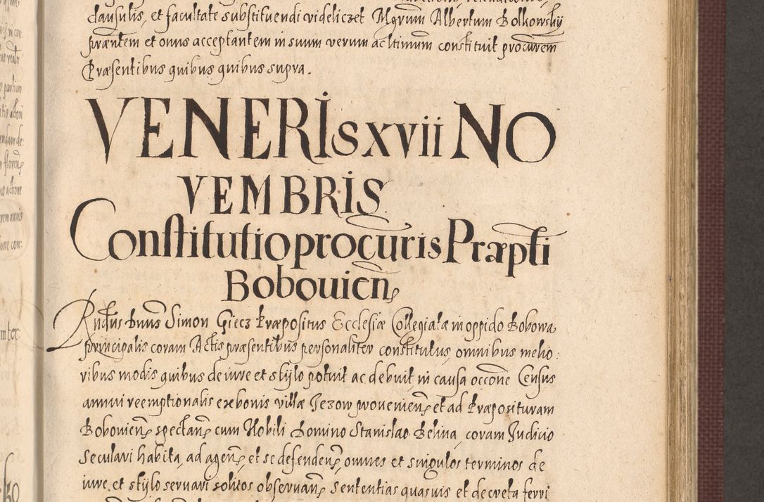 Zdjęcie nr 593 dla obiektu archiwalnego: Acta actorum causarum obligationum institutionum, decretorum, constitutionum, quietonum, resignonum, cessionum, accaeterarum, obseruonum tam iudicialium quam extraiudicialium coram Admondo Reverendo Domino Joanne Zerzynski Canonico, Vicario in Spiritualibus et Officiali generali Cracoviensis Iudice deputati per Illustrissimum ac Reverendissimum Dominum Martinum Szyszkowski Dei et Apostolice Sedis gratia Episcopum Cracoviensis ad Annum Domini Millesimum Sexcentesimum Decimum Septimum Indicatione quindecima Pontificus SS. D. N. D. Pauli Divina providentia Papae V. foeliciter moderni anno ipsus duodecimo continuantur