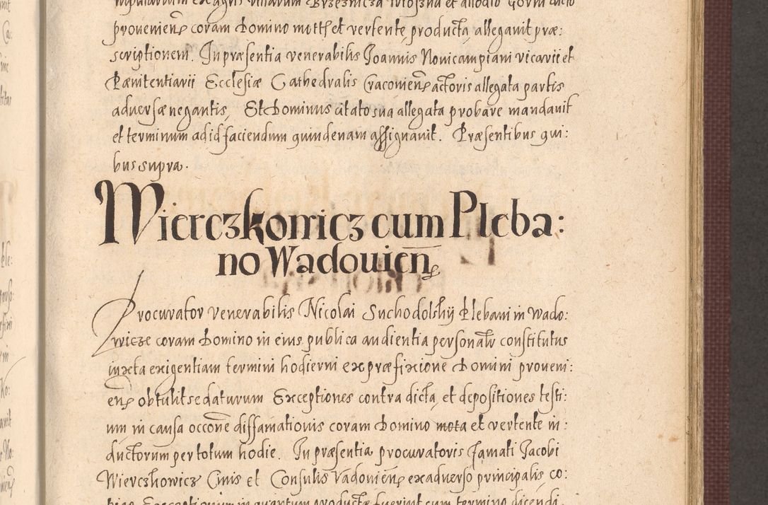 Zdjęcie nr 553 dla obiektu archiwalnego: Acta actorum causarum obligationum institutionum, decretorum, constitutionum, quietonum, resignonum, cessionum, accaeterarum, obseruonum tam iudicialium quam extraiudicialium coram Admondo Reverendo Domino Joanne Zerzynski Canonico, Vicario in Spiritualibus et Officiali generali Cracoviensis Iudice deputati per Illustrissimum ac Reverendissimum Dominum Martinum Szyszkowski Dei et Apostolice Sedis gratia Episcopum Cracoviensis ad Annum Domini Millesimum Sexcentesimum Decimum Septimum Indicatione quindecima Pontificus SS. D. N. D. Pauli Divina providentia Papae V. foeliciter moderni anno ipsus duodecimo continuantur