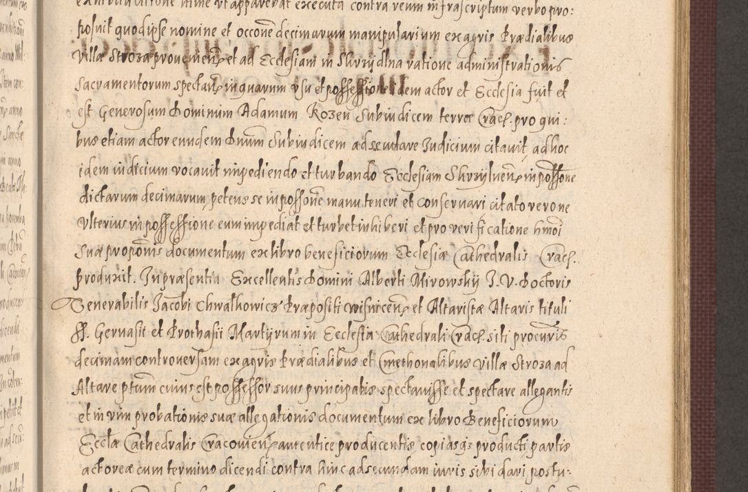 Zdjęcie nr 527 dla obiektu archiwalnego: Acta actorum causarum obligationum institutionum, decretorum, constitutionum, quietonum, resignonum, cessionum, accaeterarum, obseruonum tam iudicialium quam extraiudicialium coram Admondo Reverendo Domino Joanne Zerzynski Canonico, Vicario in Spiritualibus et Officiali generali Cracoviensis Iudice deputati per Illustrissimum ac Reverendissimum Dominum Martinum Szyszkowski Dei et Apostolice Sedis gratia Episcopum Cracoviensis ad Annum Domini Millesimum Sexcentesimum Decimum Septimum Indicatione quindecima Pontificus SS. D. N. D. Pauli Divina providentia Papae V. foeliciter moderni anno ipsus duodecimo continuantur
