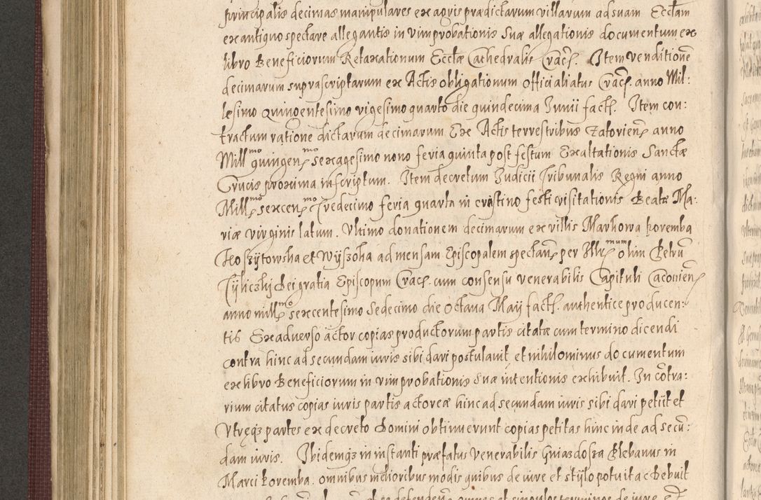 Zdjęcie nr 526 dla obiektu archiwalnego: Acta actorum causarum obligationum institutionum, decretorum, constitutionum, quietonum, resignonum, cessionum, accaeterarum, obseruonum tam iudicialium quam extraiudicialium coram Admondo Reverendo Domino Joanne Zerzynski Canonico, Vicario in Spiritualibus et Officiali generali Cracoviensis Iudice deputati per Illustrissimum ac Reverendissimum Dominum Martinum Szyszkowski Dei et Apostolice Sedis gratia Episcopum Cracoviensis ad Annum Domini Millesimum Sexcentesimum Decimum Septimum Indicatione quindecima Pontificus SS. D. N. D. Pauli Divina providentia Papae V. foeliciter moderni anno ipsus duodecimo continuantur
