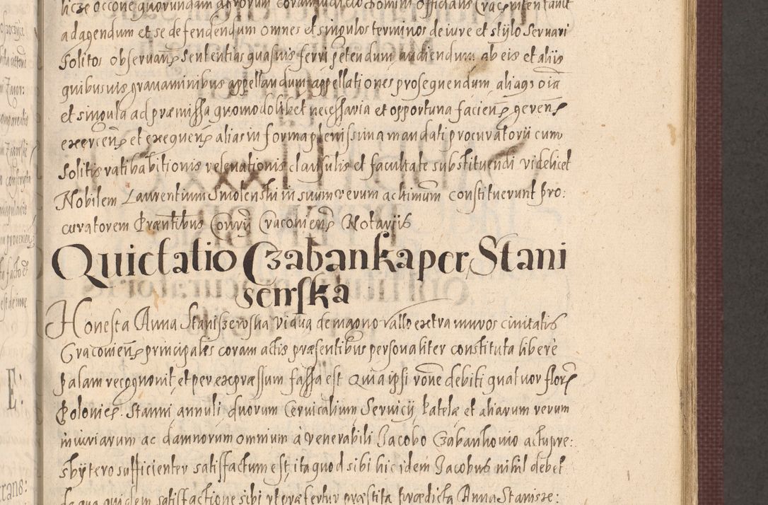 Zdjęcie nr 507 dla obiektu archiwalnego: Acta actorum causarum obligationum institutionum, decretorum, constitutionum, quietonum, resignonum, cessionum, accaeterarum, obseruonum tam iudicialium quam extraiudicialium coram Admondo Reverendo Domino Joanne Zerzynski Canonico, Vicario in Spiritualibus et Officiali generali Cracoviensis Iudice deputati per Illustrissimum ac Reverendissimum Dominum Martinum Szyszkowski Dei et Apostolice Sedis gratia Episcopum Cracoviensis ad Annum Domini Millesimum Sexcentesimum Decimum Septimum Indicatione quindecima Pontificus SS. D. N. D. Pauli Divina providentia Papae V. foeliciter moderni anno ipsus duodecimo continuantur