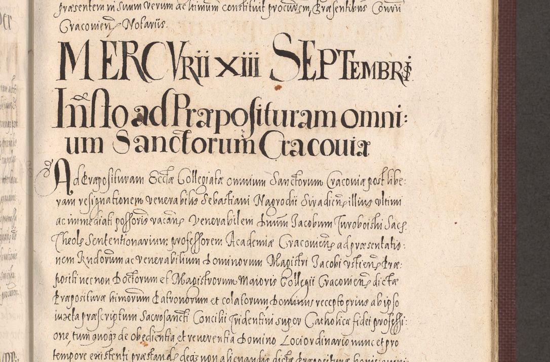 Zdjęcie nr 471 dla obiektu archiwalnego: Acta actorum causarum obligationum institutionum, decretorum, constitutionum, quietonum, resignonum, cessionum, accaeterarum, obseruonum tam iudicialium quam extraiudicialium coram Admondo Reverendo Domino Joanne Zerzynski Canonico, Vicario in Spiritualibus et Officiali generali Cracoviensis Iudice deputati per Illustrissimum ac Reverendissimum Dominum Martinum Szyszkowski Dei et Apostolice Sedis gratia Episcopum Cracoviensis ad Annum Domini Millesimum Sexcentesimum Decimum Septimum Indicatione quindecima Pontificus SS. D. N. D. Pauli Divina providentia Papae V. foeliciter moderni anno ipsus duodecimo continuantur