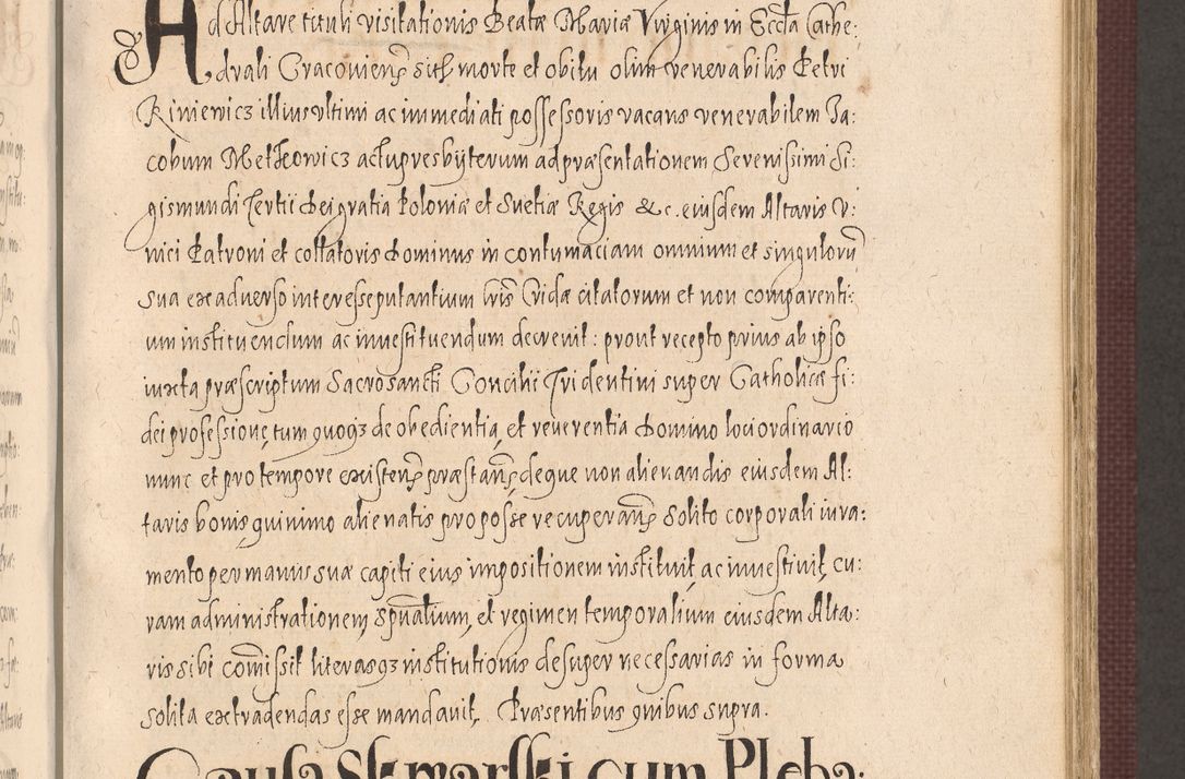 Zdjęcie nr 445 dla obiektu archiwalnego: Acta actorum causarum obligationum institutionum, decretorum, constitutionum, quietonum, resignonum, cessionum, accaeterarum, obseruonum tam iudicialium quam extraiudicialium coram Admondo Reverendo Domino Joanne Zerzynski Canonico, Vicario in Spiritualibus et Officiali generali Cracoviensis Iudice deputati per Illustrissimum ac Reverendissimum Dominum Martinum Szyszkowski Dei et Apostolice Sedis gratia Episcopum Cracoviensis ad Annum Domini Millesimum Sexcentesimum Decimum Septimum Indicatione quindecima Pontificus SS. D. N. D. Pauli Divina providentia Papae V. foeliciter moderni anno ipsus duodecimo continuantur