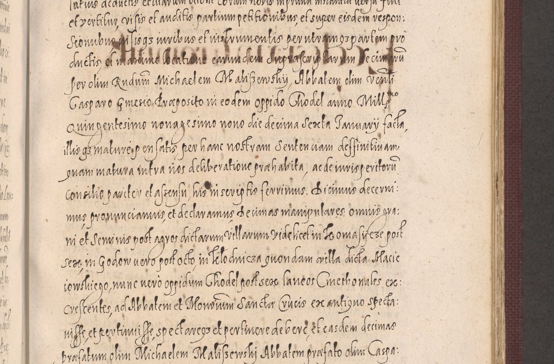 Zdjęcie nr 429 dla obiektu archiwalnego: Acta actorum causarum obligationum institutionum, decretorum, constitutionum, quietonum, resignonum, cessionum, accaeterarum, obseruonum tam iudicialium quam extraiudicialium coram Admondo Reverendo Domino Joanne Zerzynski Canonico, Vicario in Spiritualibus et Officiali generali Cracoviensis Iudice deputati per Illustrissimum ac Reverendissimum Dominum Martinum Szyszkowski Dei et Apostolice Sedis gratia Episcopum Cracoviensis ad Annum Domini Millesimum Sexcentesimum Decimum Septimum Indicatione quindecima Pontificus SS. D. N. D. Pauli Divina providentia Papae V. foeliciter moderni anno ipsus duodecimo continuantur