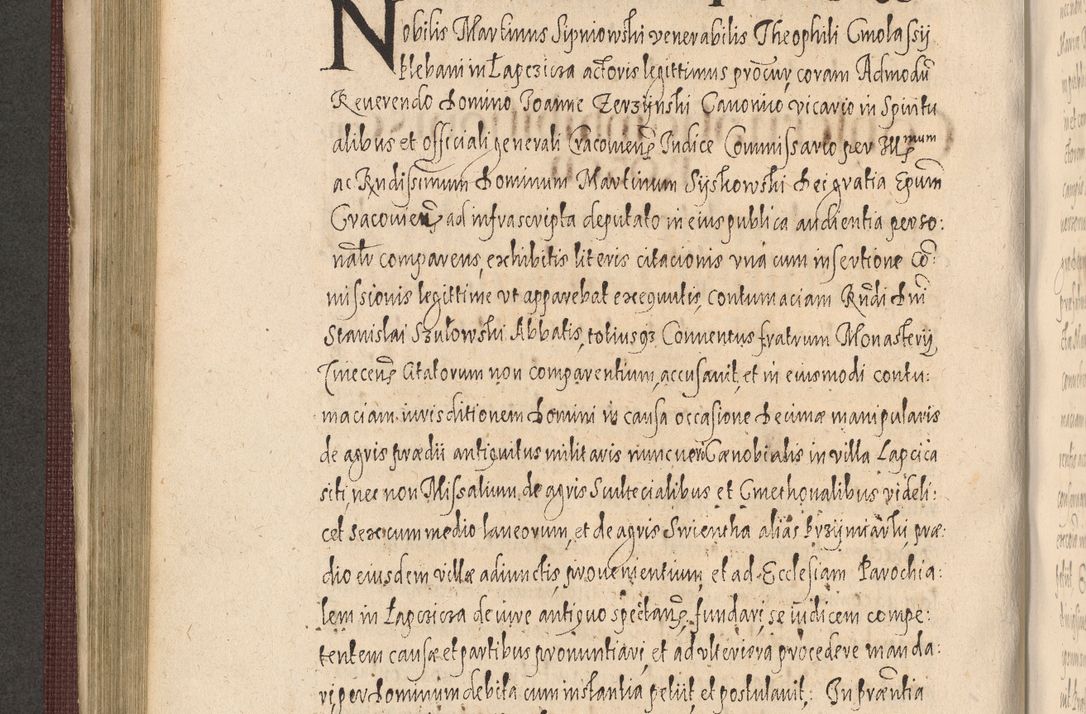 Zdjęcie nr 418 dla obiektu archiwalnego: Acta actorum causarum obligationum institutionum, decretorum, constitutionum, quietonum, resignonum, cessionum, accaeterarum, obseruonum tam iudicialium quam extraiudicialium coram Admondo Reverendo Domino Joanne Zerzynski Canonico, Vicario in Spiritualibus et Officiali generali Cracoviensis Iudice deputati per Illustrissimum ac Reverendissimum Dominum Martinum Szyszkowski Dei et Apostolice Sedis gratia Episcopum Cracoviensis ad Annum Domini Millesimum Sexcentesimum Decimum Septimum Indicatione quindecima Pontificus SS. D. N. D. Pauli Divina providentia Papae V. foeliciter moderni anno ipsus duodecimo continuantur