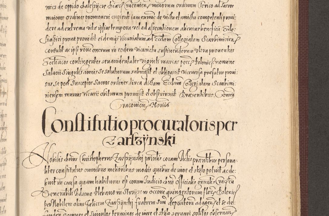 Zdjęcie nr 759 dla obiektu archiwalnego: Acta actorum causarum obligationum institutionum, decretorum, constitutionum, quietonum, resignonum, cessionum, accaeterarum, obseruonum tam iudicialium quam extraiudicialium coram Admondo Reverendo Domino Joanne Zerzynski Canonico, Vicario in Spiritualibus et Officiali generali Cracoviensis Iudice deputati per Illustrissimum ac Reverendissimum Dominum Martinum Szyszkowski Dei et Apostolice Sedis gratia Episcopum Cracoviensis ad Annum Domini Millesimum Sexcentesimum Decimum Septimum Indicatione quindecima Pontificus SS. D. N. D. Pauli Divina providentia Papae V. foeliciter moderni anno ipsus duodecimo continuantur