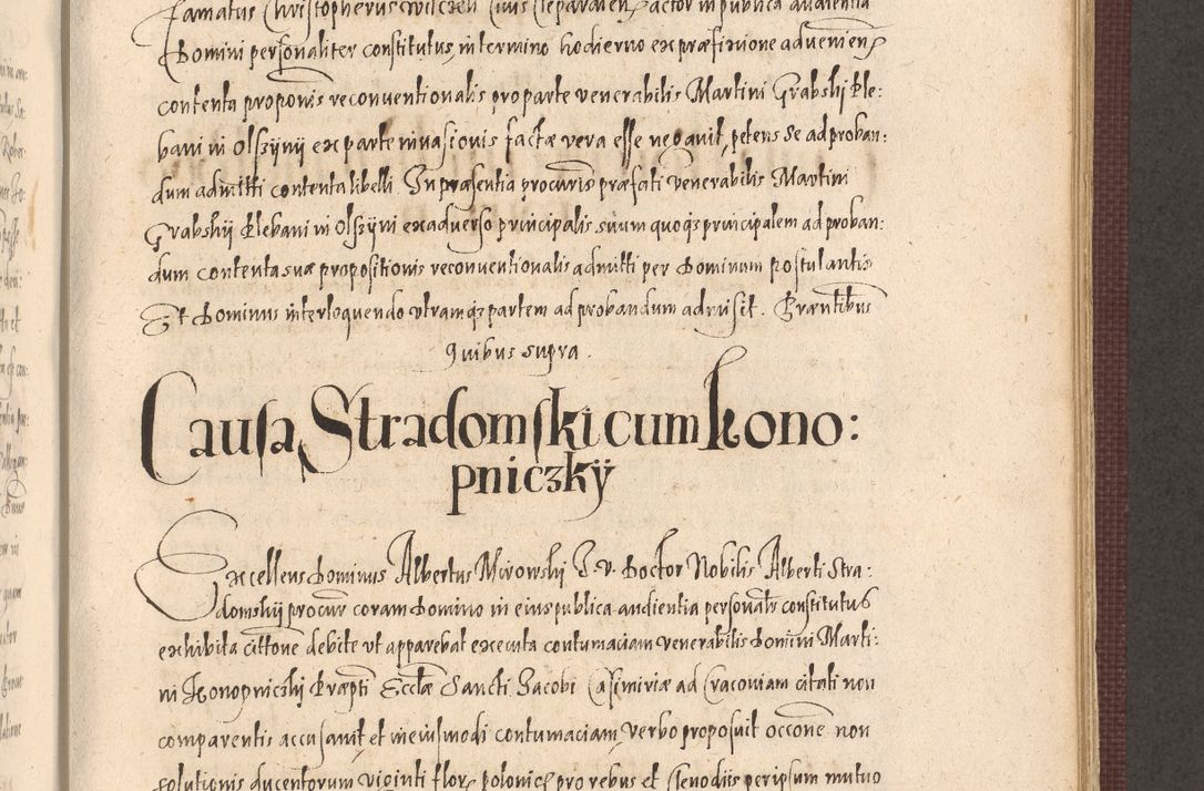Zdjęcie nr 747 dla obiektu archiwalnego: Acta actorum causarum obligationum institutionum, decretorum, constitutionum, quietonum, resignonum, cessionum, accaeterarum, obseruonum tam iudicialium quam extraiudicialium coram Admondo Reverendo Domino Joanne Zerzynski Canonico, Vicario in Spiritualibus et Officiali generali Cracoviensis Iudice deputati per Illustrissimum ac Reverendissimum Dominum Martinum Szyszkowski Dei et Apostolice Sedis gratia Episcopum Cracoviensis ad Annum Domini Millesimum Sexcentesimum Decimum Septimum Indicatione quindecima Pontificus SS. D. N. D. Pauli Divina providentia Papae V. foeliciter moderni anno ipsus duodecimo continuantur