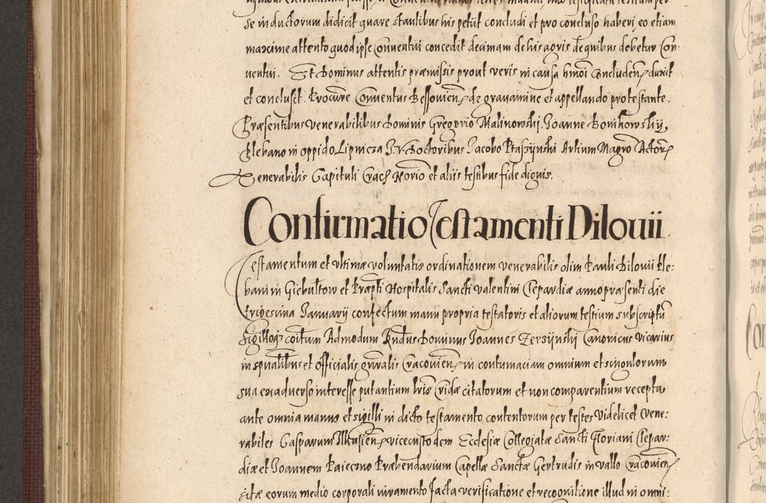 Zdjęcie nr 738 dla obiektu archiwalnego: Acta actorum causarum obligationum institutionum, decretorum, constitutionum, quietonum, resignonum, cessionum, accaeterarum, obseruonum tam iudicialium quam extraiudicialium coram Admondo Reverendo Domino Joanne Zerzynski Canonico, Vicario in Spiritualibus et Officiali generali Cracoviensis Iudice deputati per Illustrissimum ac Reverendissimum Dominum Martinum Szyszkowski Dei et Apostolice Sedis gratia Episcopum Cracoviensis ad Annum Domini Millesimum Sexcentesimum Decimum Septimum Indicatione quindecima Pontificus SS. D. N. D. Pauli Divina providentia Papae V. foeliciter moderni anno ipsus duodecimo continuantur
