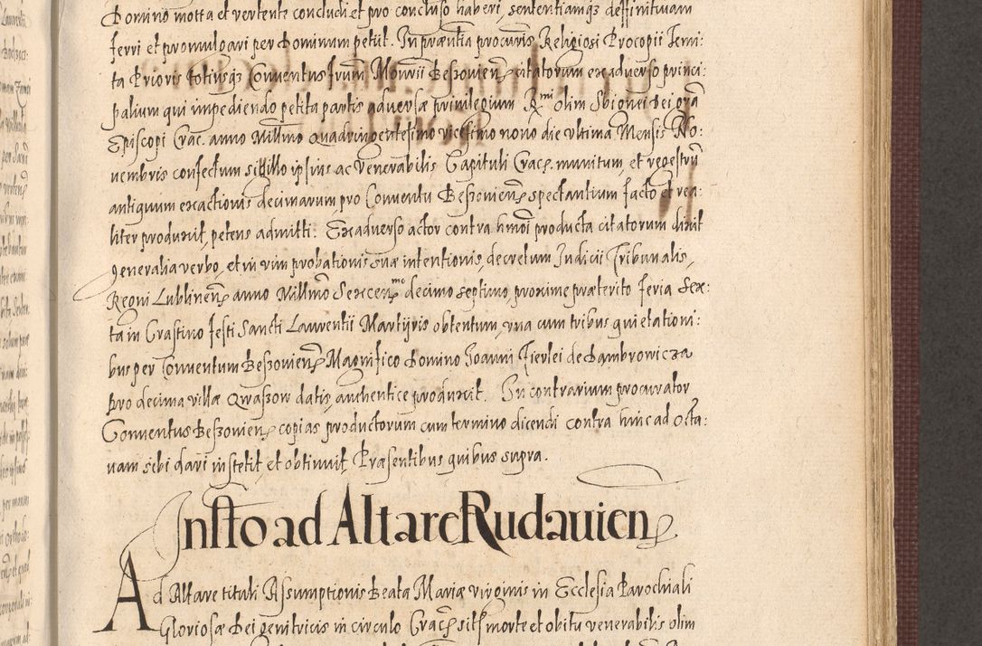 Zdjęcie nr 721 dla obiektu archiwalnego: Acta actorum causarum obligationum institutionum, decretorum, constitutionum, quietonum, resignonum, cessionum, accaeterarum, obseruonum tam iudicialium quam extraiudicialium coram Admondo Reverendo Domino Joanne Zerzynski Canonico, Vicario in Spiritualibus et Officiali generali Cracoviensis Iudice deputati per Illustrissimum ac Reverendissimum Dominum Martinum Szyszkowski Dei et Apostolice Sedis gratia Episcopum Cracoviensis ad Annum Domini Millesimum Sexcentesimum Decimum Septimum Indicatione quindecima Pontificus SS. D. N. D. Pauli Divina providentia Papae V. foeliciter moderni anno ipsus duodecimo continuantur