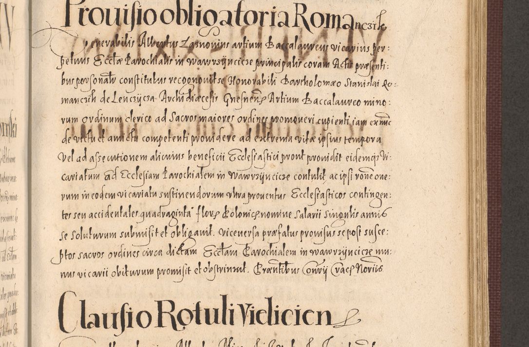 Zdjęcie nr 683 dla obiektu archiwalnego: Acta actorum causarum obligationum institutionum, decretorum, constitutionum, quietonum, resignonum, cessionum, accaeterarum, obseruonum tam iudicialium quam extraiudicialium coram Admondo Reverendo Domino Joanne Zerzynski Canonico, Vicario in Spiritualibus et Officiali generali Cracoviensis Iudice deputati per Illustrissimum ac Reverendissimum Dominum Martinum Szyszkowski Dei et Apostolice Sedis gratia Episcopum Cracoviensis ad Annum Domini Millesimum Sexcentesimum Decimum Septimum Indicatione quindecima Pontificus SS. D. N. D. Pauli Divina providentia Papae V. foeliciter moderni anno ipsus duodecimo continuantur