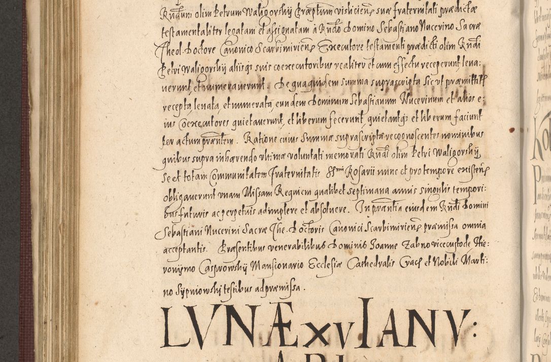 Zdjęcie nr 678 dla obiektu archiwalnego: Acta actorum causarum obligationum institutionum, decretorum, constitutionum, quietonum, resignonum, cessionum, accaeterarum, obseruonum tam iudicialium quam extraiudicialium coram Admondo Reverendo Domino Joanne Zerzynski Canonico, Vicario in Spiritualibus et Officiali generali Cracoviensis Iudice deputati per Illustrissimum ac Reverendissimum Dominum Martinum Szyszkowski Dei et Apostolice Sedis gratia Episcopum Cracoviensis ad Annum Domini Millesimum Sexcentesimum Decimum Septimum Indicatione quindecima Pontificus SS. D. N. D. Pauli Divina providentia Papae V. foeliciter moderni anno ipsus duodecimo continuantur