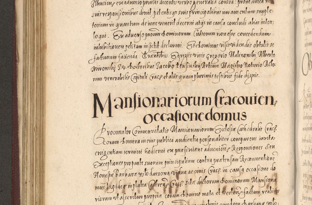 Zdjęcie nr 672 dla obiektu archiwalnego: Acta actorum causarum obligationum institutionum, decretorum, constitutionum, quietonum, resignonum, cessionum, accaeterarum, obseruonum tam iudicialium quam extraiudicialium coram Admondo Reverendo Domino Joanne Zerzynski Canonico, Vicario in Spiritualibus et Officiali generali Cracoviensis Iudice deputati per Illustrissimum ac Reverendissimum Dominum Martinum Szyszkowski Dei et Apostolice Sedis gratia Episcopum Cracoviensis ad Annum Domini Millesimum Sexcentesimum Decimum Septimum Indicatione quindecima Pontificus SS. D. N. D. Pauli Divina providentia Papae V. foeliciter moderni anno ipsus duodecimo continuantur