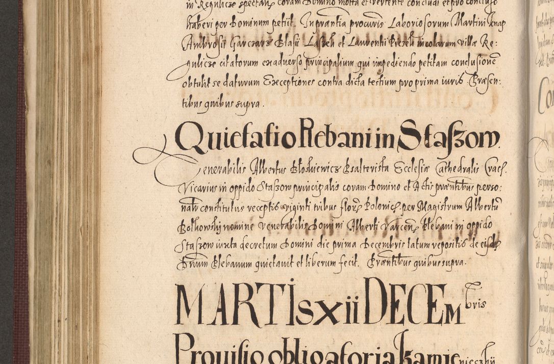 Zdjęcie nr 642 dla obiektu archiwalnego: Acta actorum causarum obligationum institutionum, decretorum, constitutionum, quietonum, resignonum, cessionum, accaeterarum, obseruonum tam iudicialium quam extraiudicialium coram Admondo Reverendo Domino Joanne Zerzynski Canonico, Vicario in Spiritualibus et Officiali generali Cracoviensis Iudice deputati per Illustrissimum ac Reverendissimum Dominum Martinum Szyszkowski Dei et Apostolice Sedis gratia Episcopum Cracoviensis ad Annum Domini Millesimum Sexcentesimum Decimum Septimum Indicatione quindecima Pontificus SS. D. N. D. Pauli Divina providentia Papae V. foeliciter moderni anno ipsus duodecimo continuantur