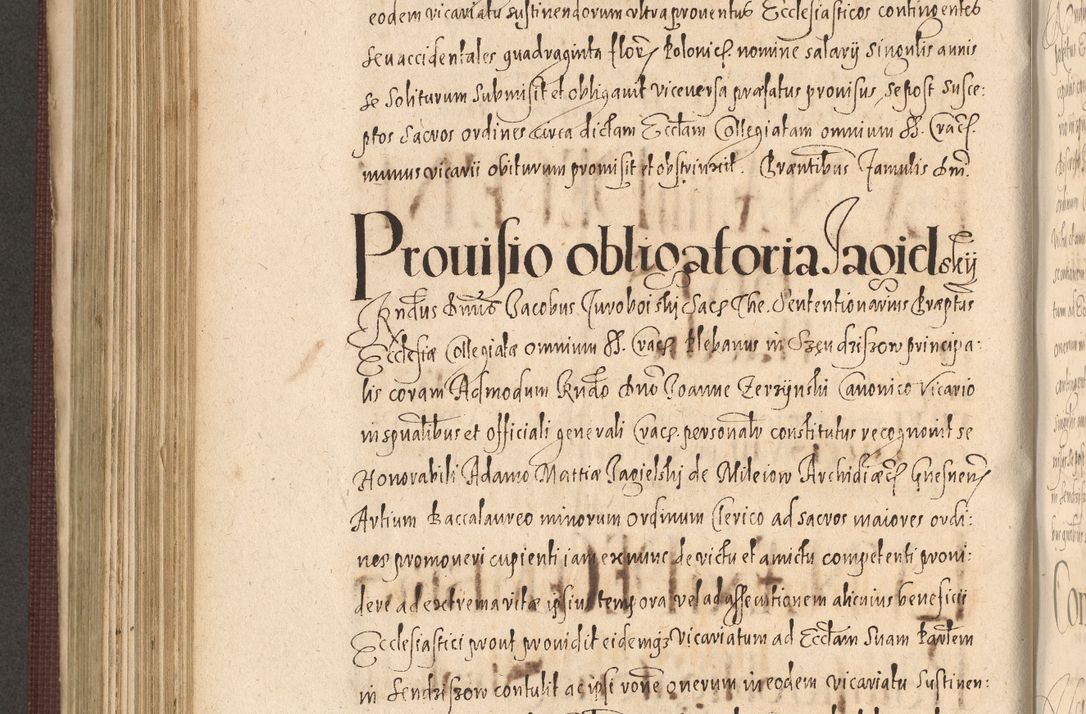 Zdjęcie nr 634 dla obiektu archiwalnego: Acta actorum causarum obligationum institutionum, decretorum, constitutionum, quietonum, resignonum, cessionum, accaeterarum, obseruonum tam iudicialium quam extraiudicialium coram Admondo Reverendo Domino Joanne Zerzynski Canonico, Vicario in Spiritualibus et Officiali generali Cracoviensis Iudice deputati per Illustrissimum ac Reverendissimum Dominum Martinum Szyszkowski Dei et Apostolice Sedis gratia Episcopum Cracoviensis ad Annum Domini Millesimum Sexcentesimum Decimum Septimum Indicatione quindecima Pontificus SS. D. N. D. Pauli Divina providentia Papae V. foeliciter moderni anno ipsus duodecimo continuantur