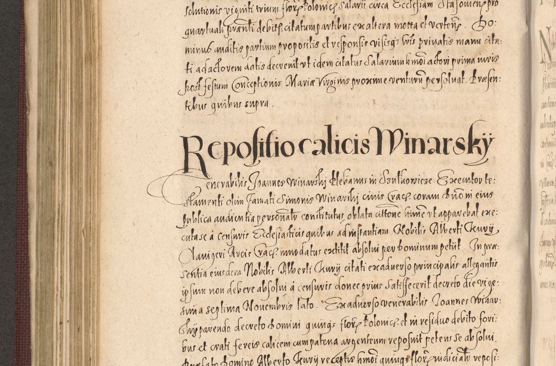 Zdjęcie nr 630 dla obiektu archiwalnego: Acta actorum causarum obligationum institutionum, decretorum, constitutionum, quietonum, resignonum, cessionum, accaeterarum, obseruonum tam iudicialium quam extraiudicialium coram Admondo Reverendo Domino Joanne Zerzynski Canonico, Vicario in Spiritualibus et Officiali generali Cracoviensis Iudice deputati per Illustrissimum ac Reverendissimum Dominum Martinum Szyszkowski Dei et Apostolice Sedis gratia Episcopum Cracoviensis ad Annum Domini Millesimum Sexcentesimum Decimum Septimum Indicatione quindecima Pontificus SS. D. N. D. Pauli Divina providentia Papae V. foeliciter moderni anno ipsus duodecimo continuantur