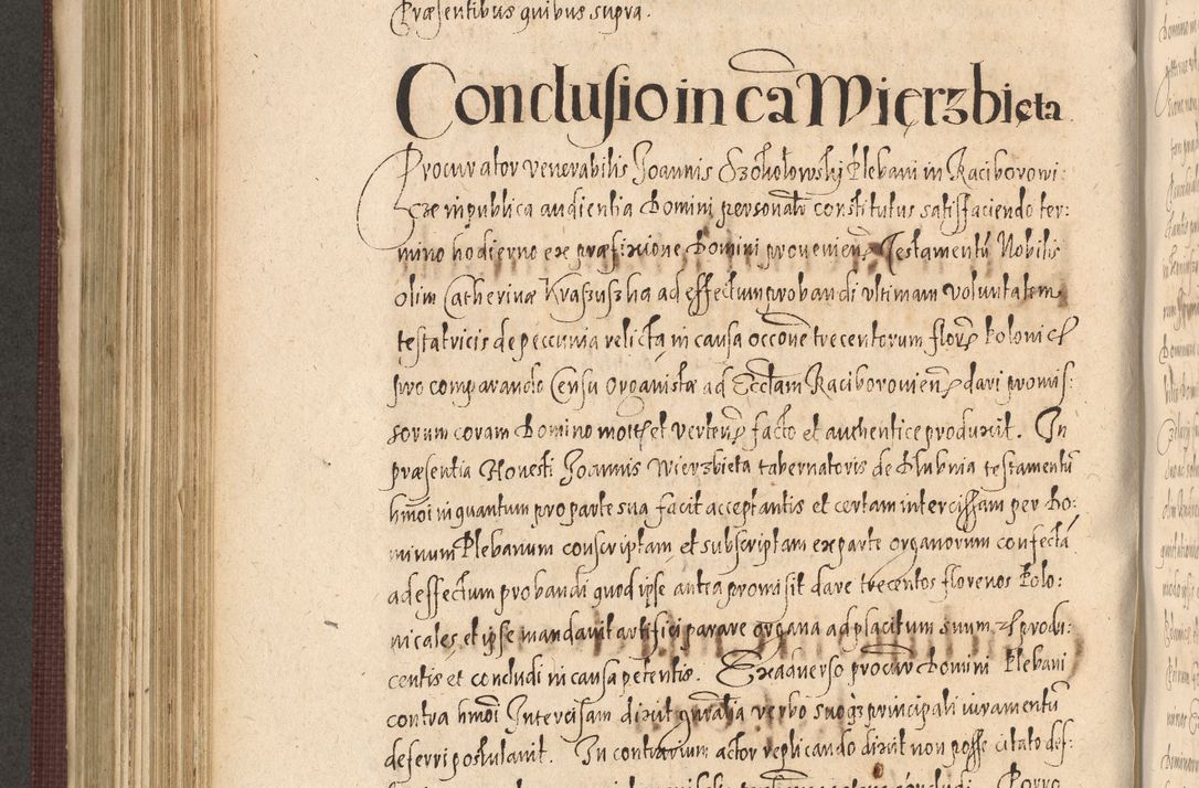 Zdjęcie nr 628 dla obiektu archiwalnego: Acta actorum causarum obligationum institutionum, decretorum, constitutionum, quietonum, resignonum, cessionum, accaeterarum, obseruonum tam iudicialium quam extraiudicialium coram Admondo Reverendo Domino Joanne Zerzynski Canonico, Vicario in Spiritualibus et Officiali generali Cracoviensis Iudice deputati per Illustrissimum ac Reverendissimum Dominum Martinum Szyszkowski Dei et Apostolice Sedis gratia Episcopum Cracoviensis ad Annum Domini Millesimum Sexcentesimum Decimum Septimum Indicatione quindecima Pontificus SS. D. N. D. Pauli Divina providentia Papae V. foeliciter moderni anno ipsus duodecimo continuantur