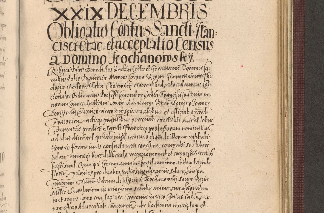 Zdjęcie nr 1103 dla obiektu archiwalnego: Acta actorum causarum obligationum institutionum, decretorum, constitutionum, quietonum, resignonum, cessionum, accaeterarum, obseruonum tam iudicialium quam extraiudicialium coram Admondo Reverendo Domino Joanne Zerzynski Canonico, Vicario in Spiritualibus et Officiali generali Cracoviensis Iudice deputati per Illustrissimum ac Reverendissimum Dominum Martinum Szyszkowski Dei et Apostolice Sedis gratia Episcopum Cracoviensis ad Annum Domini Millesimum Sexcentesimum Decimum Septimum Indicatione quindecima Pontificus SS. D. N. D. Pauli Divina providentia Papae V. foeliciter moderni anno ipsus duodecimo continuantur