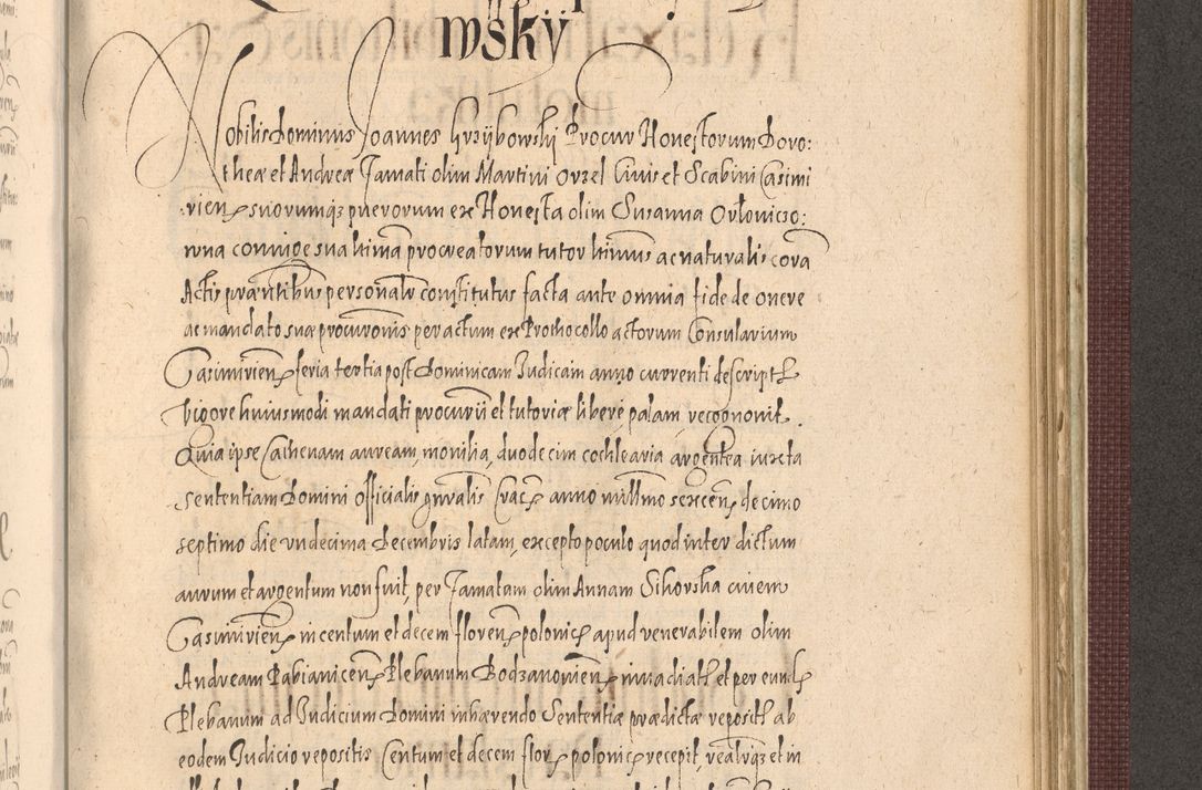 Zdjęcie nr 1087 dla obiektu archiwalnego: Acta actorum causarum obligationum institutionum, decretorum, constitutionum, quietonum, resignonum, cessionum, accaeterarum, obseruonum tam iudicialium quam extraiudicialium coram Admondo Reverendo Domino Joanne Zerzynski Canonico, Vicario in Spiritualibus et Officiali generali Cracoviensis Iudice deputati per Illustrissimum ac Reverendissimum Dominum Martinum Szyszkowski Dei et Apostolice Sedis gratia Episcopum Cracoviensis ad Annum Domini Millesimum Sexcentesimum Decimum Septimum Indicatione quindecima Pontificus SS. D. N. D. Pauli Divina providentia Papae V. foeliciter moderni anno ipsus duodecimo continuantur