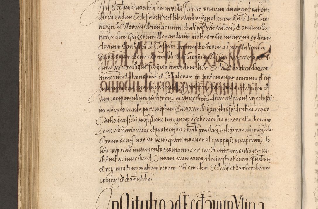 Zdjęcie nr 1074 dla obiektu archiwalnego: Acta actorum causarum obligationum institutionum, decretorum, constitutionum, quietonum, resignonum, cessionum, accaeterarum, obseruonum tam iudicialium quam extraiudicialium coram Admondo Reverendo Domino Joanne Zerzynski Canonico, Vicario in Spiritualibus et Officiali generali Cracoviensis Iudice deputati per Illustrissimum ac Reverendissimum Dominum Martinum Szyszkowski Dei et Apostolice Sedis gratia Episcopum Cracoviensis ad Annum Domini Millesimum Sexcentesimum Decimum Septimum Indicatione quindecima Pontificus SS. D. N. D. Pauli Divina providentia Papae V. foeliciter moderni anno ipsus duodecimo continuantur