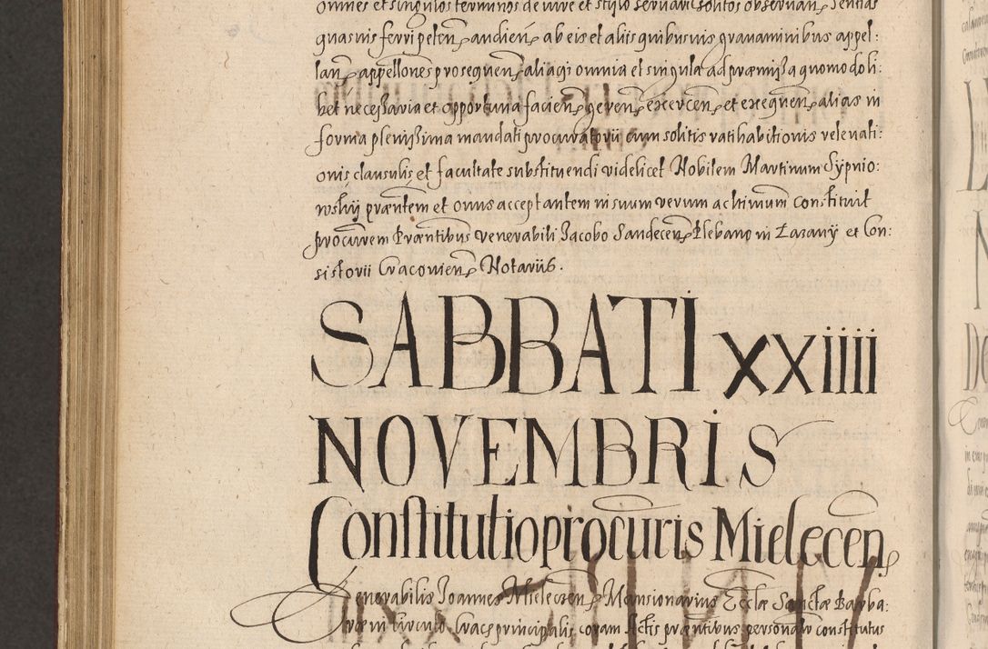 Zdjęcie nr 1058 dla obiektu archiwalnego: Acta actorum causarum obligationum institutionum, decretorum, constitutionum, quietonum, resignonum, cessionum, accaeterarum, obseruonum tam iudicialium quam extraiudicialium coram Admondo Reverendo Domino Joanne Zerzynski Canonico, Vicario in Spiritualibus et Officiali generali Cracoviensis Iudice deputati per Illustrissimum ac Reverendissimum Dominum Martinum Szyszkowski Dei et Apostolice Sedis gratia Episcopum Cracoviensis ad Annum Domini Millesimum Sexcentesimum Decimum Septimum Indicatione quindecima Pontificus SS. D. N. D. Pauli Divina providentia Papae V. foeliciter moderni anno ipsus duodecimo continuantur