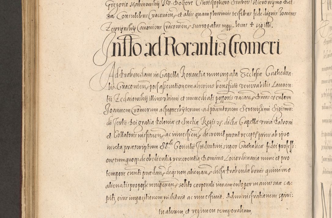 Zdjęcie nr 1032 dla obiektu archiwalnego: Acta actorum causarum obligationum institutionum, decretorum, constitutionum, quietonum, resignonum, cessionum, accaeterarum, obseruonum tam iudicialium quam extraiudicialium coram Admondo Reverendo Domino Joanne Zerzynski Canonico, Vicario in Spiritualibus et Officiali generali Cracoviensis Iudice deputati per Illustrissimum ac Reverendissimum Dominum Martinum Szyszkowski Dei et Apostolice Sedis gratia Episcopum Cracoviensis ad Annum Domini Millesimum Sexcentesimum Decimum Septimum Indicatione quindecima Pontificus SS. D. N. D. Pauli Divina providentia Papae V. foeliciter moderni anno ipsus duodecimo continuantur