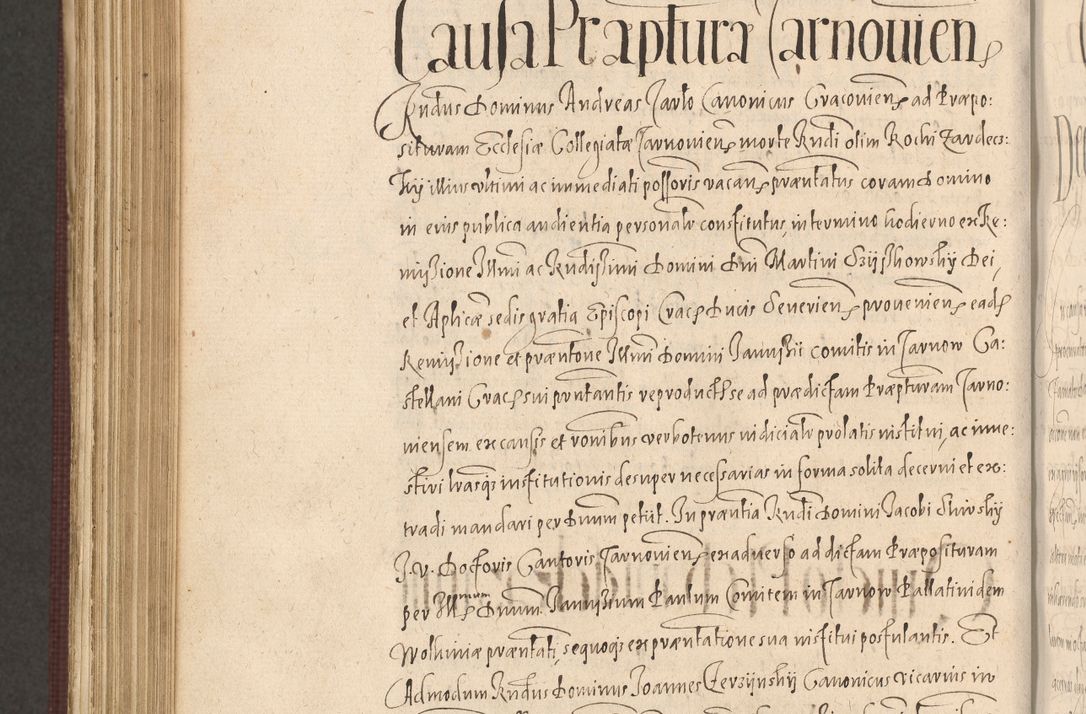 Zdjęcie nr 1020 dla obiektu archiwalnego: Acta actorum causarum obligationum institutionum, decretorum, constitutionum, quietonum, resignonum, cessionum, accaeterarum, obseruonum tam iudicialium quam extraiudicialium coram Admondo Reverendo Domino Joanne Zerzynski Canonico, Vicario in Spiritualibus et Officiali generali Cracoviensis Iudice deputati per Illustrissimum ac Reverendissimum Dominum Martinum Szyszkowski Dei et Apostolice Sedis gratia Episcopum Cracoviensis ad Annum Domini Millesimum Sexcentesimum Decimum Septimum Indicatione quindecima Pontificus SS. D. N. D. Pauli Divina providentia Papae V. foeliciter moderni anno ipsus duodecimo continuantur
