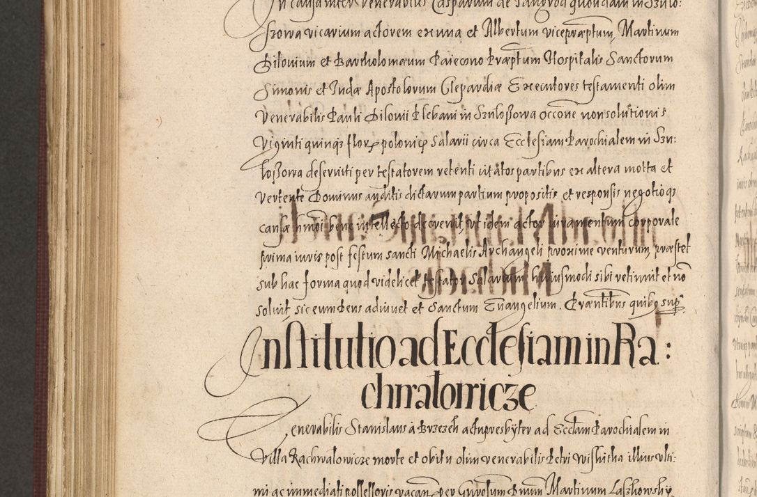 Zdjęcie nr 998 dla obiektu archiwalnego: Acta actorum causarum obligationum institutionum, decretorum, constitutionum, quietonum, resignonum, cessionum, accaeterarum, obseruonum tam iudicialium quam extraiudicialium coram Admondo Reverendo Domino Joanne Zerzynski Canonico, Vicario in Spiritualibus et Officiali generali Cracoviensis Iudice deputati per Illustrissimum ac Reverendissimum Dominum Martinum Szyszkowski Dei et Apostolice Sedis gratia Episcopum Cracoviensis ad Annum Domini Millesimum Sexcentesimum Decimum Septimum Indicatione quindecima Pontificus SS. D. N. D. Pauli Divina providentia Papae V. foeliciter moderni anno ipsus duodecimo continuantur