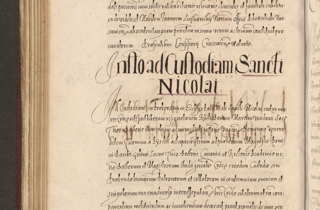 Zdjęcie nr 990 dla obiektu archiwalnego: Acta actorum causarum obligationum institutionum, decretorum, constitutionum, quietonum, resignonum, cessionum, accaeterarum, obseruonum tam iudicialium quam extraiudicialium coram Admondo Reverendo Domino Joanne Zerzynski Canonico, Vicario in Spiritualibus et Officiali generali Cracoviensis Iudice deputati per Illustrissimum ac Reverendissimum Dominum Martinum Szyszkowski Dei et Apostolice Sedis gratia Episcopum Cracoviensis ad Annum Domini Millesimum Sexcentesimum Decimum Septimum Indicatione quindecima Pontificus SS. D. N. D. Pauli Divina providentia Papae V. foeliciter moderni anno ipsus duodecimo continuantur