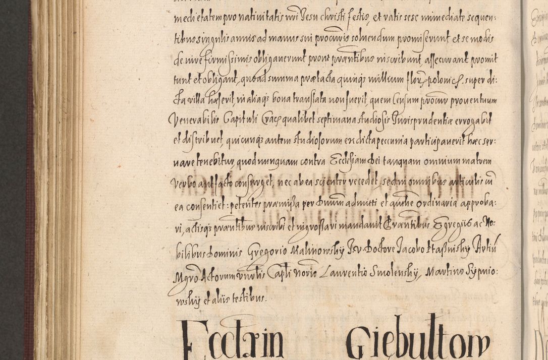 Zdjęcie nr 980 dla obiektu archiwalnego: Acta actorum causarum obligationum institutionum, decretorum, constitutionum, quietonum, resignonum, cessionum, accaeterarum, obseruonum tam iudicialium quam extraiudicialium coram Admondo Reverendo Domino Joanne Zerzynski Canonico, Vicario in Spiritualibus et Officiali generali Cracoviensis Iudice deputati per Illustrissimum ac Reverendissimum Dominum Martinum Szyszkowski Dei et Apostolice Sedis gratia Episcopum Cracoviensis ad Annum Domini Millesimum Sexcentesimum Decimum Septimum Indicatione quindecima Pontificus SS. D. N. D. Pauli Divina providentia Papae V. foeliciter moderni anno ipsus duodecimo continuantur