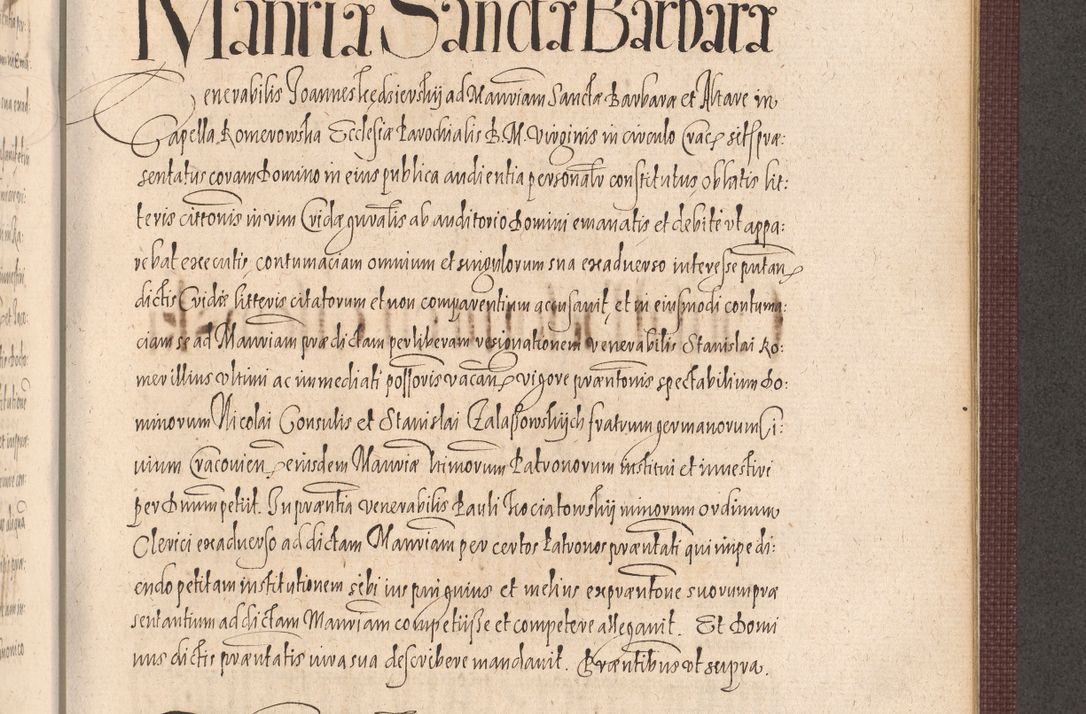 Zdjęcie nr 971 dla obiektu archiwalnego: Acta actorum causarum obligationum institutionum, decretorum, constitutionum, quietonum, resignonum, cessionum, accaeterarum, obseruonum tam iudicialium quam extraiudicialium coram Admondo Reverendo Domino Joanne Zerzynski Canonico, Vicario in Spiritualibus et Officiali generali Cracoviensis Iudice deputati per Illustrissimum ac Reverendissimum Dominum Martinum Szyszkowski Dei et Apostolice Sedis gratia Episcopum Cracoviensis ad Annum Domini Millesimum Sexcentesimum Decimum Septimum Indicatione quindecima Pontificus SS. D. N. D. Pauli Divina providentia Papae V. foeliciter moderni anno ipsus duodecimo continuantur