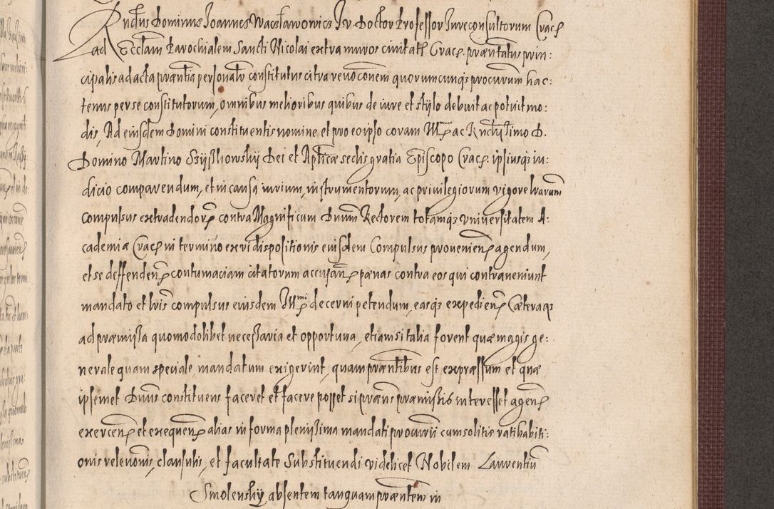 Zdjęcie nr 965 dla obiektu archiwalnego: Acta actorum causarum obligationum institutionum, decretorum, constitutionum, quietonum, resignonum, cessionum, accaeterarum, obseruonum tam iudicialium quam extraiudicialium coram Admondo Reverendo Domino Joanne Zerzynski Canonico, Vicario in Spiritualibus et Officiali generali Cracoviensis Iudice deputati per Illustrissimum ac Reverendissimum Dominum Martinum Szyszkowski Dei et Apostolice Sedis gratia Episcopum Cracoviensis ad Annum Domini Millesimum Sexcentesimum Decimum Septimum Indicatione quindecima Pontificus SS. D. N. D. Pauli Divina providentia Papae V. foeliciter moderni anno ipsus duodecimo continuantur